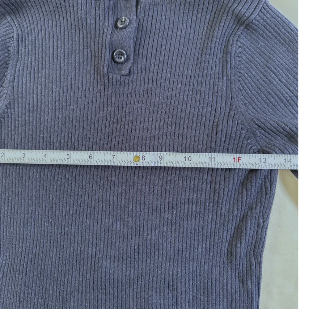 1901 Navy Ribbed Crew Neck Long Sleeve Sweater Top  L Cotton Blend Casual‎ Comfy